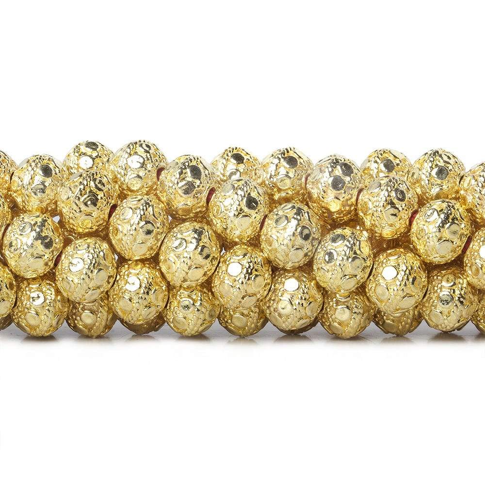 8mm 22kt Gold Plated Copper Bead Round Petite Dots 8 inch 26 pieces