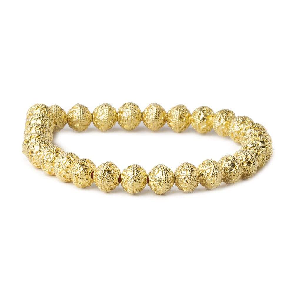 8mm 22kt Gold Plated Copper Bead Roval Petite Persian 8 inch 28 pieces