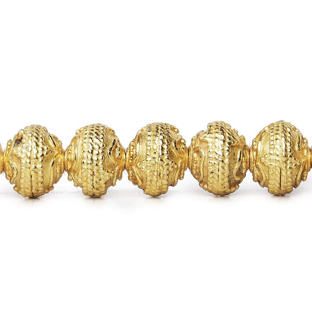 8mm 22kt Gold Plated Copper Bead Roval Triple Miligrain Center 8 inch 28 pieces