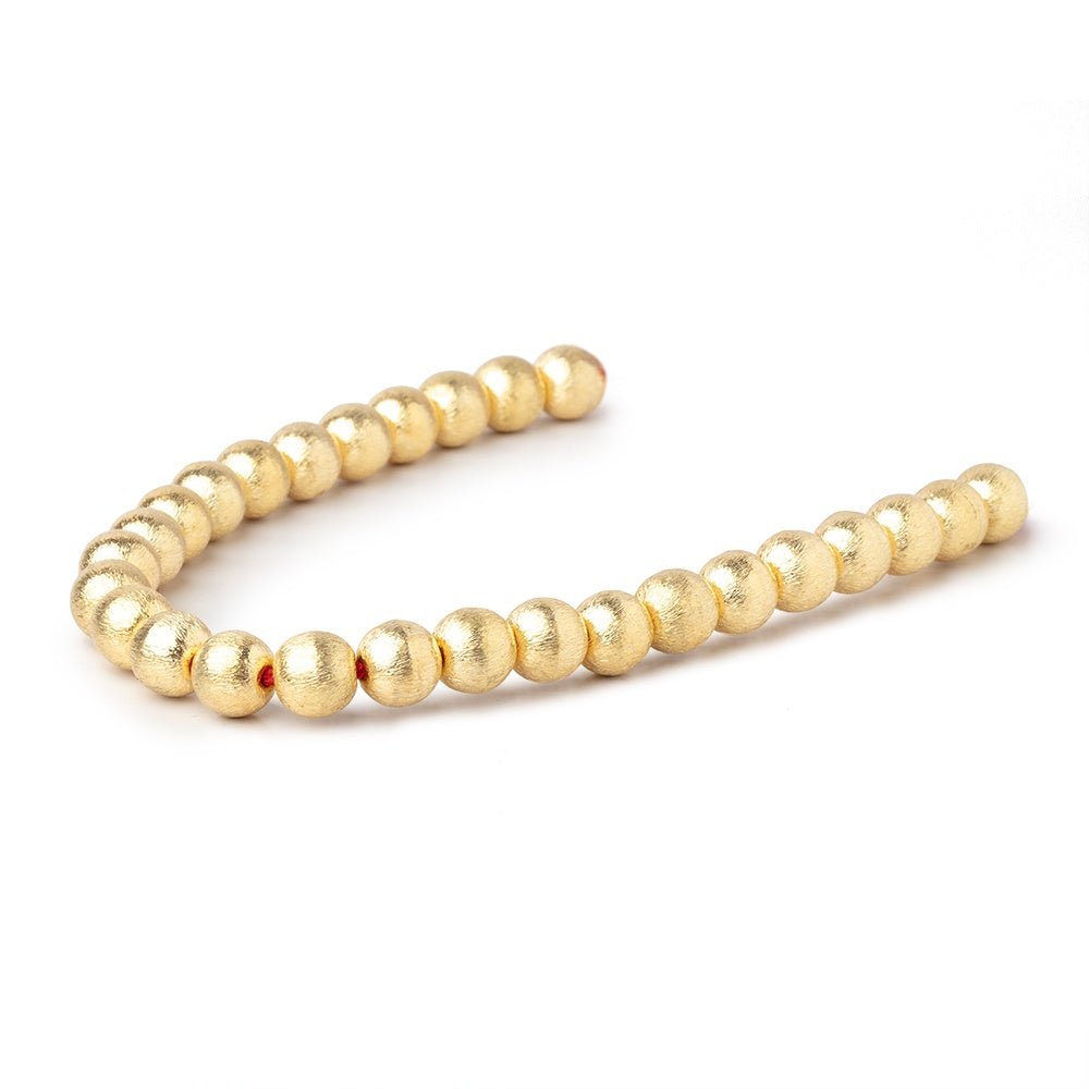 8mm 22kt Gold plated Copper Brushed Round Beads 8 inch 27 pieces