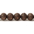 8mm Antiqued Copper Bead Miligrain Rings 8 inch 28 pcs