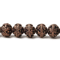 8mm Antiqued Copper Bead Miligrain Small & Large Triangle Design 8 inch 28 pcs