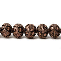 8mm Antiqued Copper Bead Miligrain Triangle & amp; Dot Design 8 inch 28 pcs