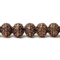 8mm Antiqued Copper Bead Round Miligrain Persian Design 8 inch 28 pcs