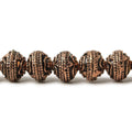 8mm Antiqued Copper Beads Roval Triple Miligrain Center 8 inch 28 pcs