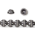 8mm Antiqued Sterling Silver plated Bead Cap Dots and Rope Center Design 8 inch 54 beads