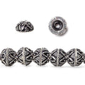 8mm Antiqued Sterling Silver plated Bead Cap Miligrain Triangle and Heart Design 8 inch 54 beads