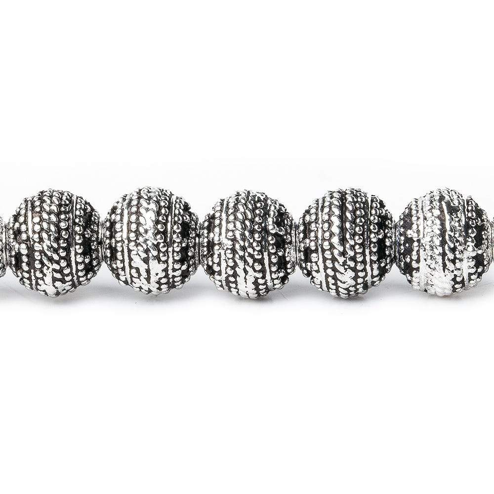 8mm Antiqued Sterling Silver plated Copper Bead Miligrain Rings 8 inch 28 pieces