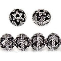 8mm Antiqued Sterling Silver plated Copper Bead Miligrain Small and Large Triangle Design 8 inch 28 pcs