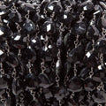 8mm Black Chalcedony triangle Black Gold plated Chain by the foot 22pcs