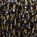 8mm Black Chalcedony triangle Gold plated Chain by the foot 22pcs