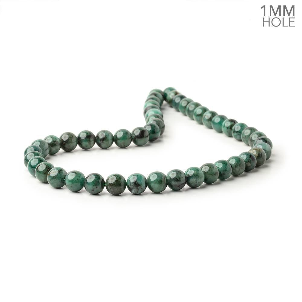 8mm Brazilian Emerald Plain Round Beads 16 inch 46 pieces 1mm Hole