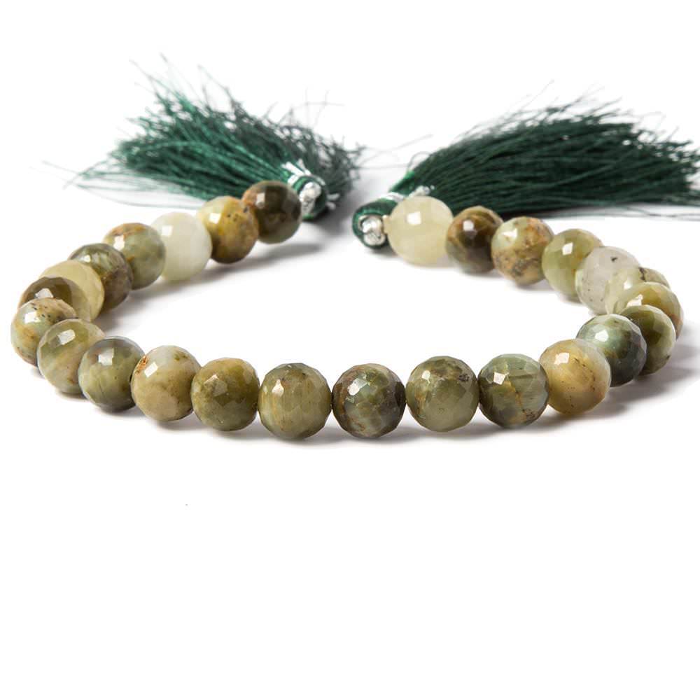 8mm Cat's Eye Green Quartz faceted round beads 8 inch 24 pieces
