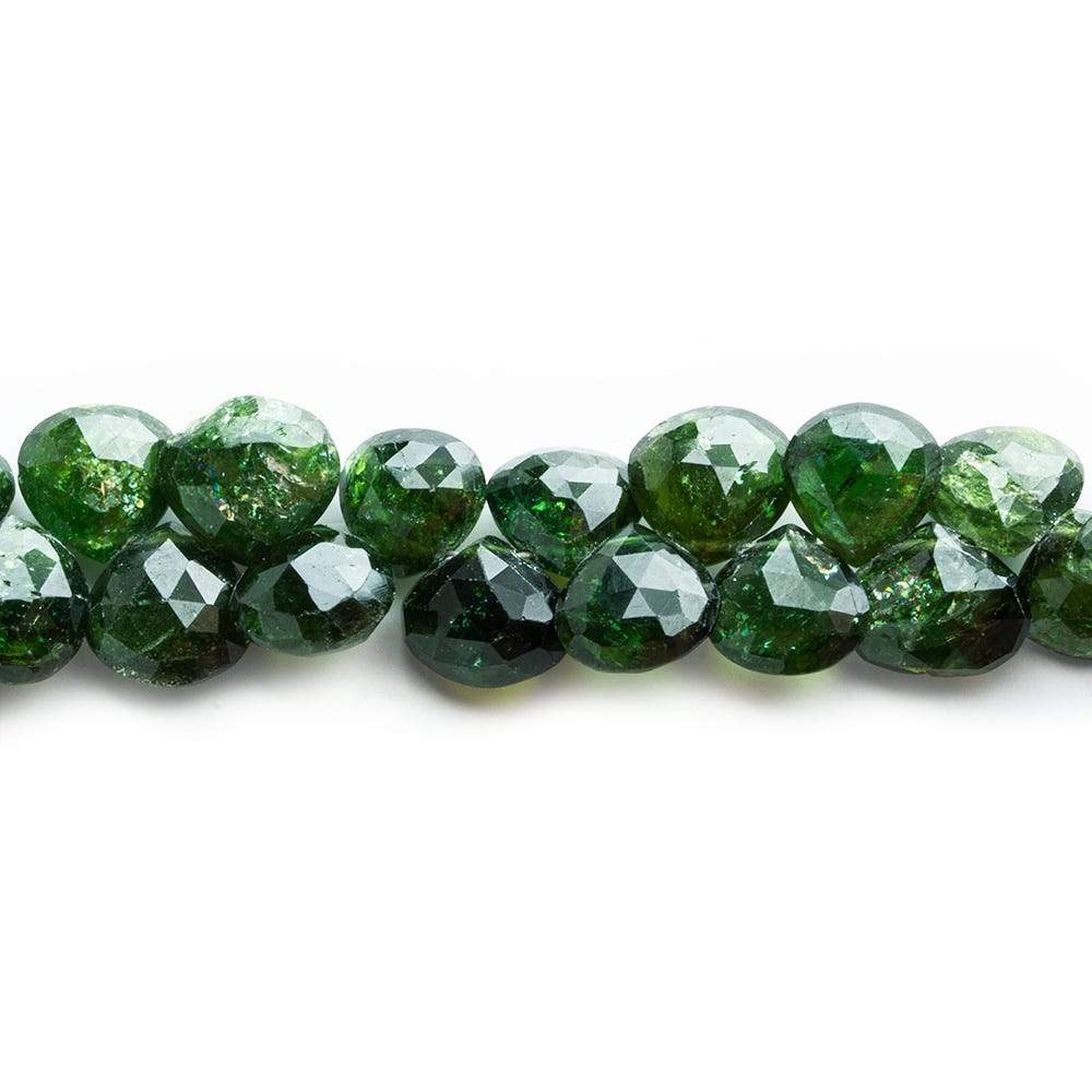 8mm Chrome Green Tourmaline Faceted Heart Beads 49 beads 8 inch