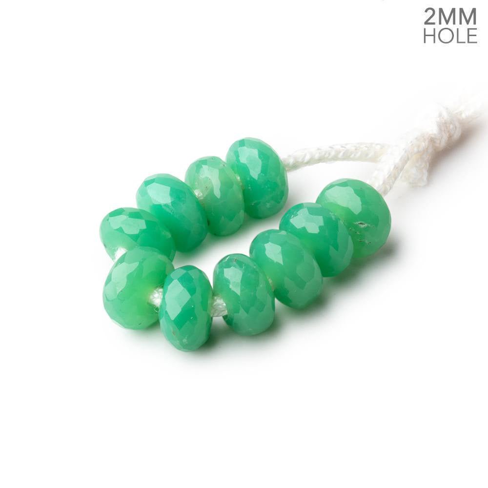 8mm Chrysoprase 2mm Large Hole Faceted Rondelle Bead Set of 10