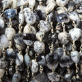 8mm Dendritic Opal triangle Silver plated Chain by the foot 22pcs