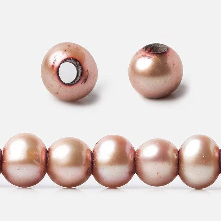 8mm Light Salmon Large Hole Off Round Freshwater Pearls 15 inches 64 pieces