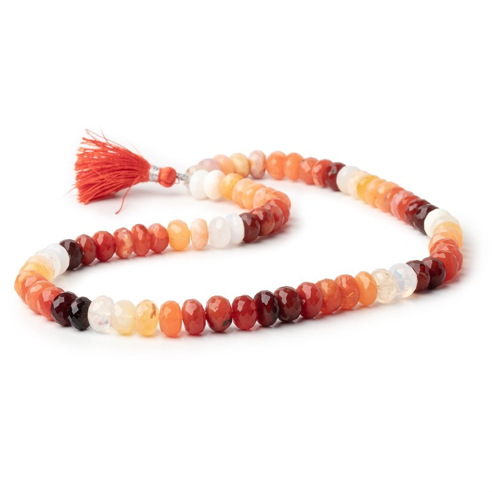 8mm Mexican Fire Opal Faceted Rondelle Beads 16 inch 75 pieces