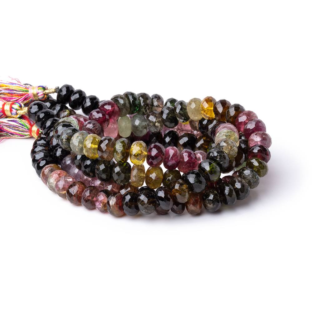 8mm Multi Color Tourmaline Faceted Rondelle Beads 15.25 inch 72 pieces AA