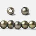 8mm Peacock Green Large Hole Off Round Freshwater Pearl 2.5mm drill hole, 15 inch, 64 pieces