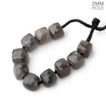 8mm Platinum Grey Moonstone 2mm Large Hole Faceted Cube Beads Set of 10