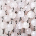 8mm Rose Quartz plain round Black Gold plated Chain by the foot 22 pieces