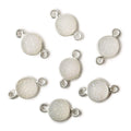 8mm Silver .925 Bezel Mystic Pearl White Drusy Coin Connector 1 piece