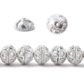 8mm Silver Plated Copper Bead Cap Persian Design 8 inch 58 pieces