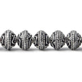 8mm Silver Plated Copper Round Bead Roval Triple Miligrain Center 7.5 inch 30 pieces