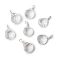 8mm Silver Wire Wrapped Crystal Quartz Faceted Heart 1 Focal Pendant