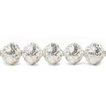8mm Sterling Silver plated Copper Round Embossed Bead 8 inch 27 pcs