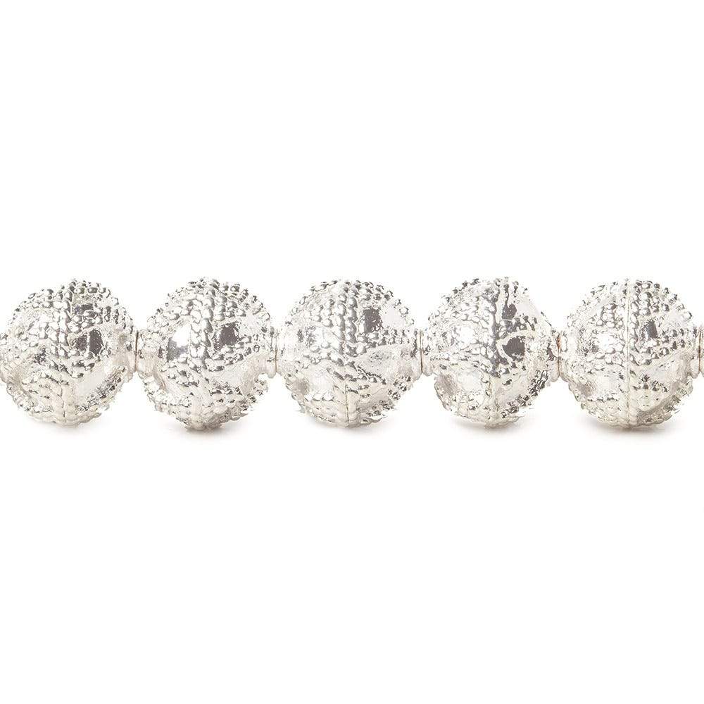 8mm Sterling Silver plated Copper Round Miligrain Bead 8 inch 27 pcs