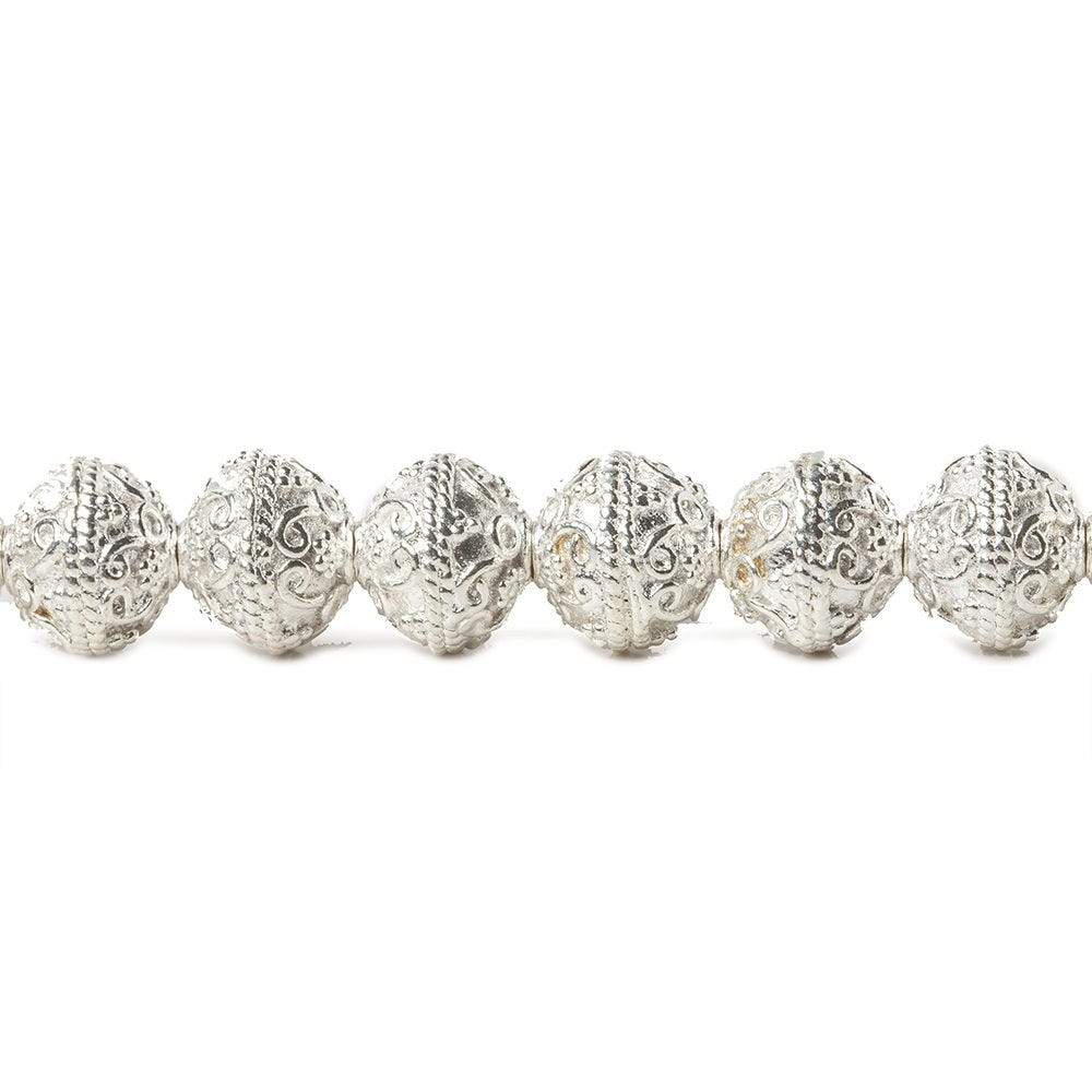8mm Sterling Silver plated Copper Round Persian Bead 8 inch 27 pcs