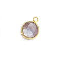 8mm Vermeil Bezel Grey Brown Moonstone faceteed coin Pendant 1 piece