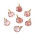 8mm Vermeil Wire Wrapped Strawberry Quartz Faceted Heart 1 Focal Pendant
