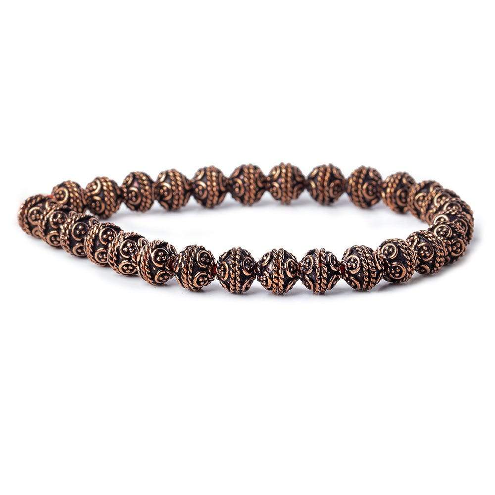 8x4mm Antiqued Copper Bead Cap with Miligrain Scroll 8 inch 52 pcs