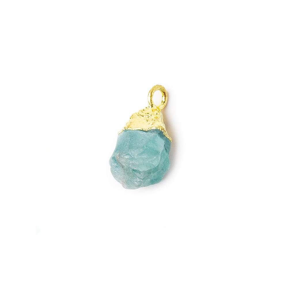 8x4x5mm Gold Leafed Sea Aqua Chalcedony Unpolished Natural Crystal Pendant 1 piece