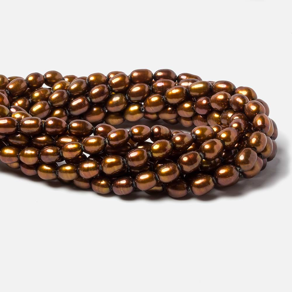 8x5mm Chocolate Brown straight drilled oval pearls 16 inch 55 pieces
