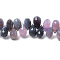 8x6-10x6mm Lilac Chalcedony Beads Tear Drop Briolette 7.5 inch 62 pcs