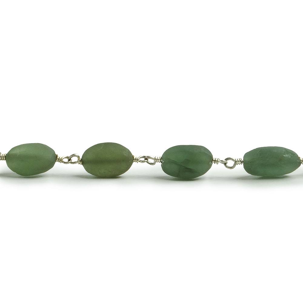 8x6-10x7mm Matte Serpentine plain nugget Silver plated Chain by the foot with approximately 21 pcs