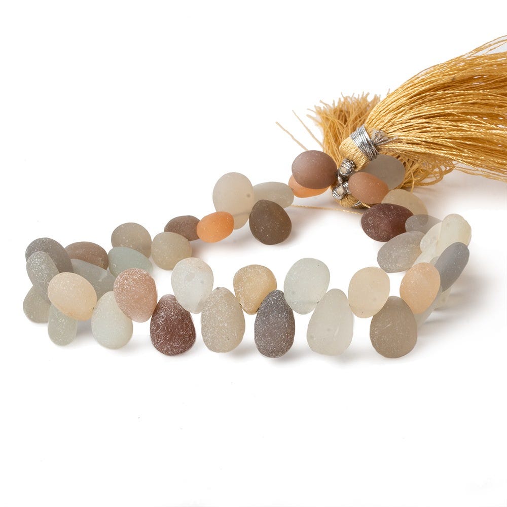 8x6-11x7mm Matte Multi Color Moonstone plain pears 8 inch beads A