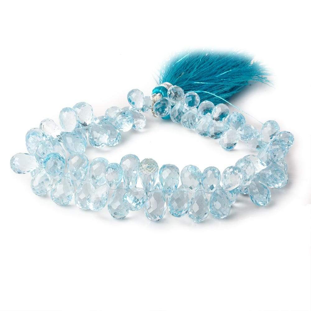 8x6-12x6mm Sky Blue Topaz Faceted Tear Drops 8 inch 69 beads AAA