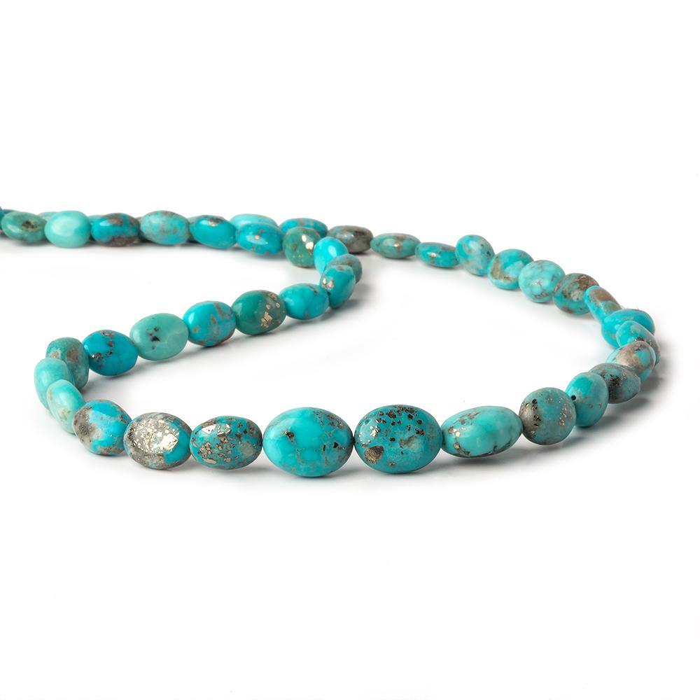 8x6-12x9mm Sleeping Beauty Turquoise with Pyrite plain nugget beads 18.5 inch 45 pcs