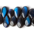 8x6-15x8mm Black Labradorite Plain Pear Briolettes 90 pieces 14 inch
