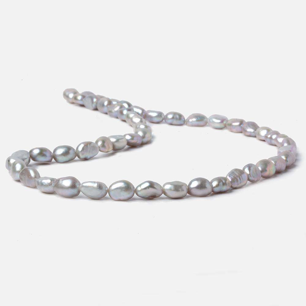 10x7mm Venetian Silver straight drilled Baroque Pearls 16 inch 44 pieces