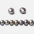 8x6-9x7mm Peacock Silver 2.5mm Large Hole Off Round Freshwater Pearl 15 inch 58 pcs