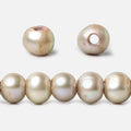 8x6-9x7mm Tea Rose Champagne 2.5mm Large Hole Off Round Freshwater Pearl 15 inch 59 pcs