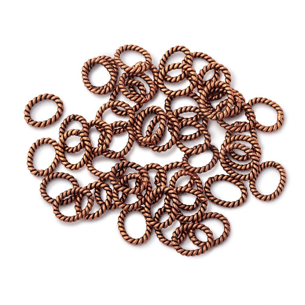 8x6.5mm Antiqued Copper Twisted Oval Shaped Jump Ring Set of 50