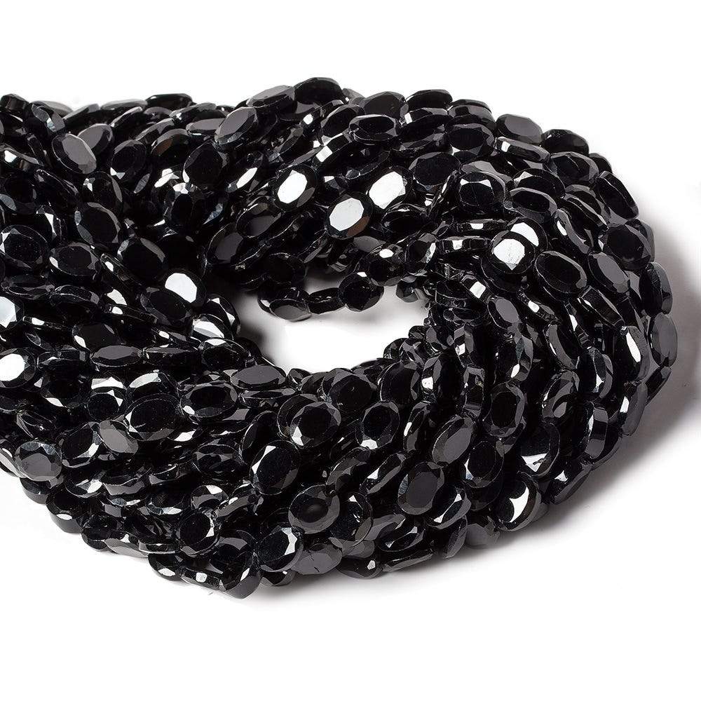 8x6mm Black Spinel bezel faceted oval beads 13 inch 41 pieces