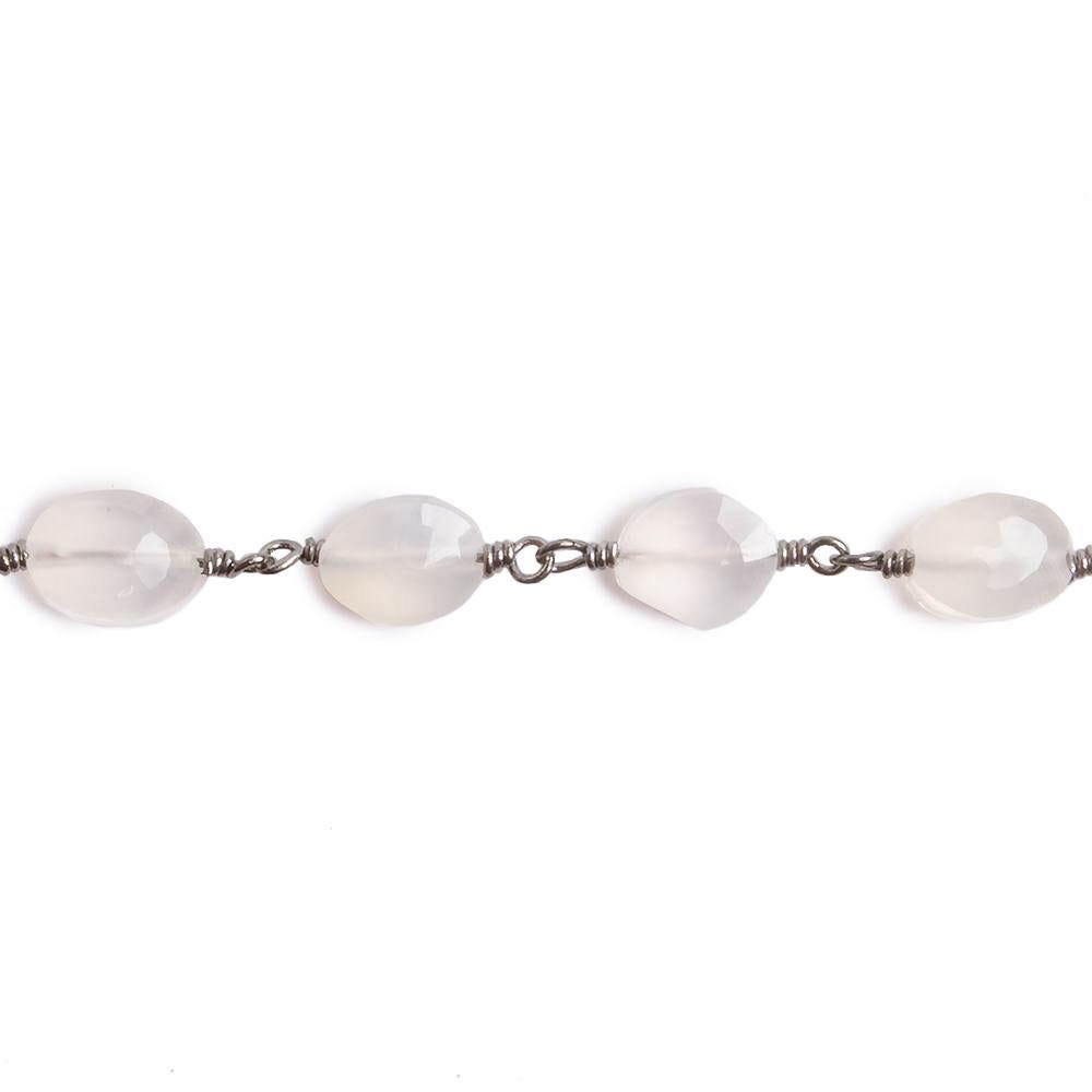 8x6mm Champagne Chalcedony faceted Oval Black Gold Chain by the foot 22 pieces